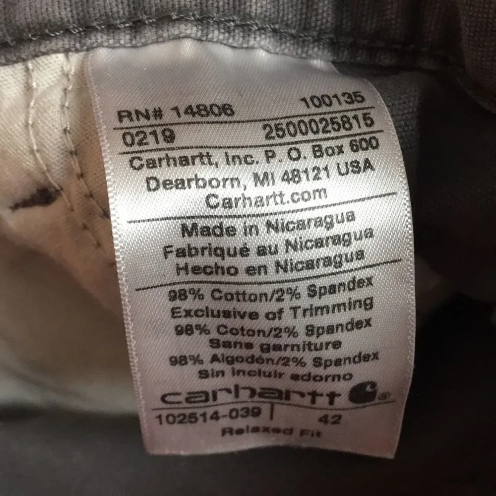 Carhartt Gray Cargo Relaxed Fit Cotton Shorts Size 42